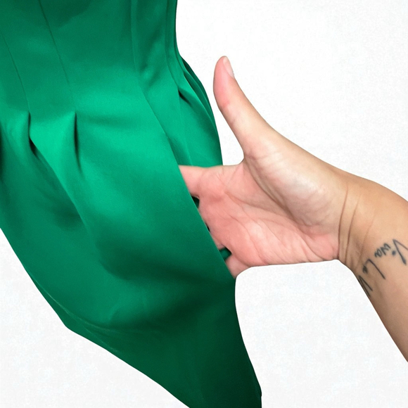 Vince Camuto Green Sleeveless Fit & Flare Dress Women’s Size 6 Pockets Party - Picture 6 of 14